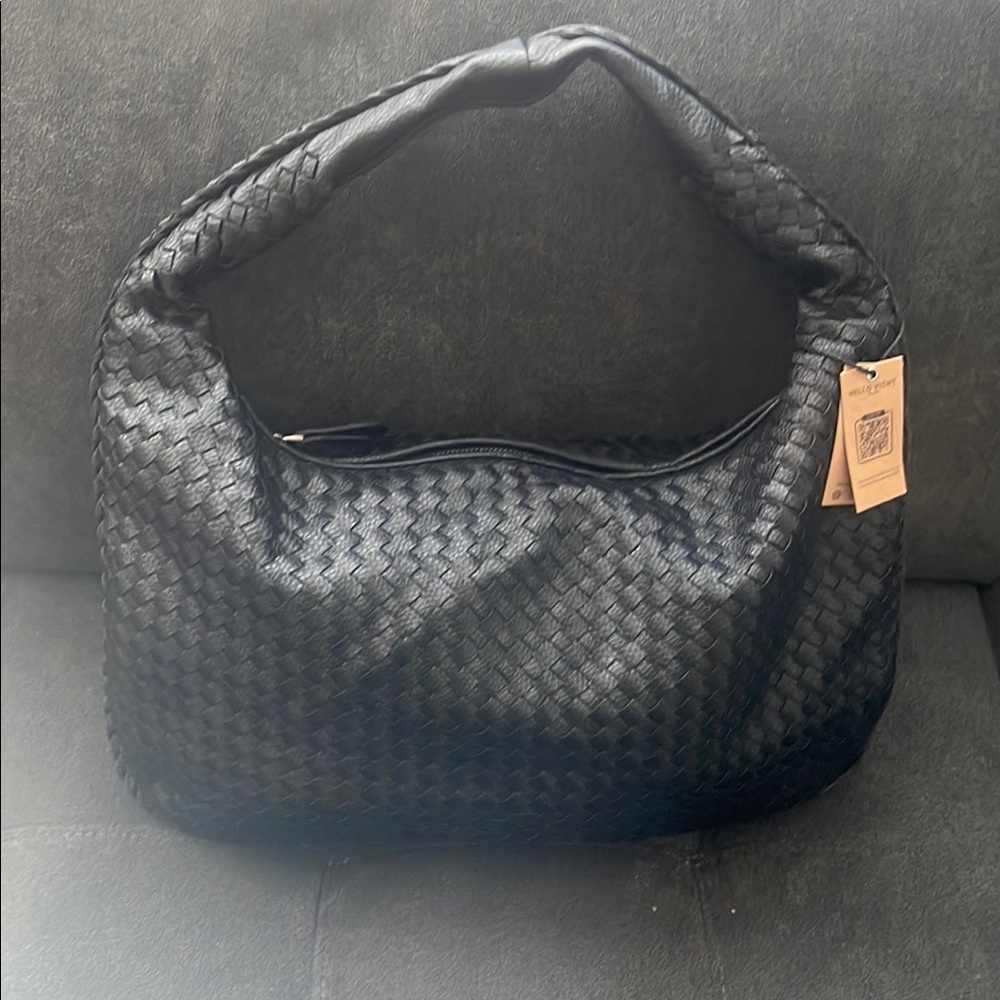 Black Woven Hobo Bag